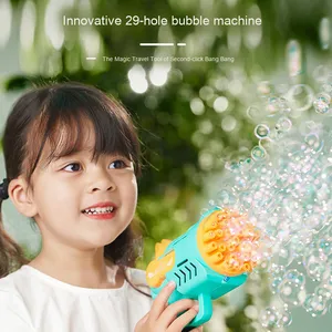 Soplador de burbujas eléctrico automático Gatling de mano de 29 agujeros, juguete para niños, ametralladora de burbujas iluminada de verano para niños y niñas - Product Image 5