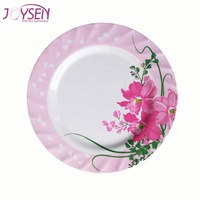 Assiette en plastique blanche incassable à motif floral pour restaurant, fournie par l'usine chinoise