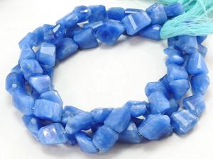 Perles de calcédoine bleue en vrac, brin de 14 pouces, 10-20 mm de long environ, pépites roulées, pour la fabrication de bijoux et bracelets, pierre précieuse en cristal - Product Image 5