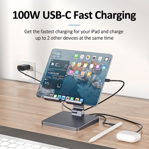 Support de tablette en alliage d'aluminium flexible à <span class=keywords><strong>prix</strong></span> compétitif avec hub <span class=keywords><strong>7</strong></span> en 1, 2 ports USB pour audio, TF/SD, PD 100W - Product Image 6