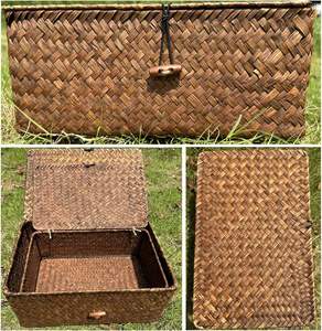 Seagrass Storage <strong>Baskets</strong> Cover Vintage Rectangle Eco-Friendly Multi-Purpose <strong>Hanging</strong> Camping <strong>Grey</strong> for Children Bali Beaded Woven - Product Image 3