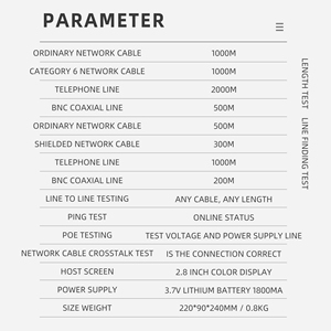 Máy kiểm tra cáp mạng đa chức năng NF-8601S RJ45 CAT6, thiết bị định vị cáp, hỗ trợ PoE/PING/Port, màn hình LCD, đo chiều dài, bản đồ dây cáp - Product Image 5