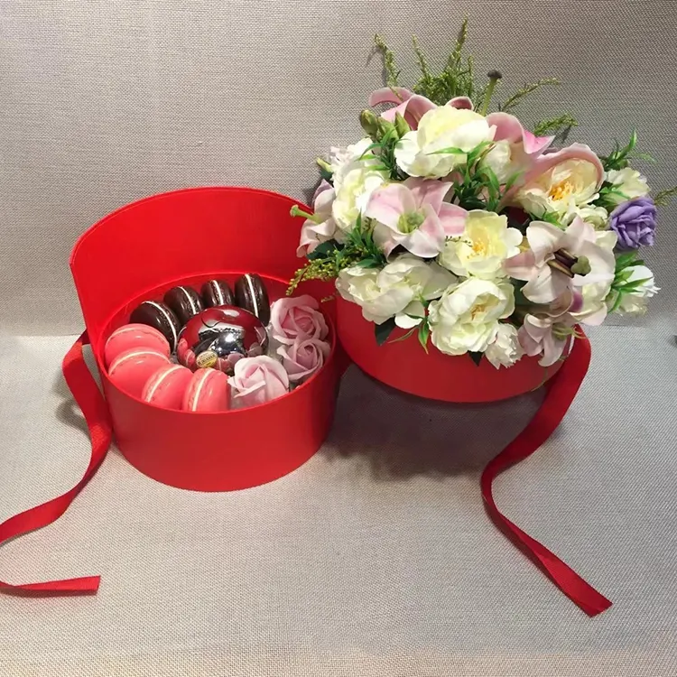2023 Custom Logo Premium Round Small Flower Hat Box Luxury Flower Gift Sock Packaging Package Storage Round Flower Box with Lid