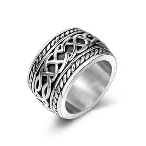 European American Cast <b>Titanium</b> Steel <b>Ring</b> Cross Geometric Men's Thumb <b>Ring</b> SA154 - Product Image 5