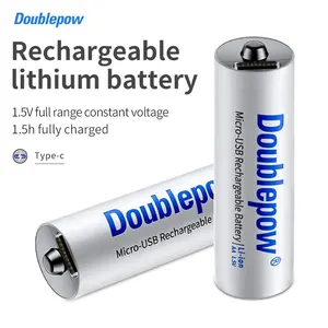 Логотип бренда на заказ литий-ионная батарея перезаряжаемая AA Размер 2400mWh Micro Type C зарядка 1,5 в AA батареи