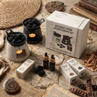 Brûleur d'aromathérapie en céramique et terre cuite, diffuseur d'huiles essentielles en pierre volcanique, ensemble de décoration pour la maison