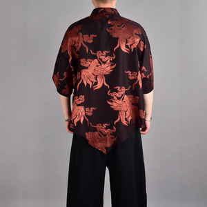 <span class=keywords><strong>Camicia</strong></span> casual in <span class=keywords><strong>stile</strong></span> <span class=keywords><strong>giapponese</strong></span>, estiva, jacquard, con perline, a maniche corte, lavabile in lavatrice, non stirabile, per il mercato transfrontaliero del Sud-est asiatico - Product Image 3