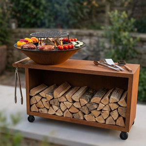 Brasero extérieur haute performance en acier Corten, grande zone de barbecue de jardin - Product Image 1
