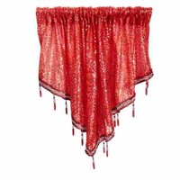 Aodu Cantonnière de Noël à Paillettes et Franges à Glands Triangulaires pour Fenêtre, Rouge et Vert, Festif, Vente en Gros, Direct Usine