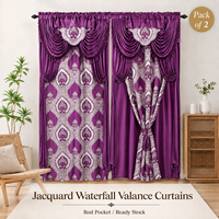 Lot de 2 rideaux jacquard à 2 panneaux avec passe-tringle, draperies de fenêtre de luxe