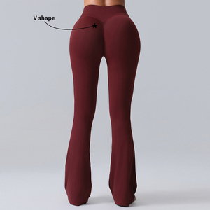 <span class=keywords><strong>Leggings</strong></span> de Yoga <span class=keywords><strong>Acampanados</strong></span> de Alta Calidad para Mujer, Pantalones de Fitness de Cintura Alta con Efecto Levanta Glúteos, Diseño Sólido - Product Image 1