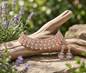 DIVYORO Conjunto de Gargantilla de Circones en Oro Rosa de Inspiración Vintage, Joyería Tradicional Chapada en Oro para Mujer, para Bodas y Festivales - Product Image 4