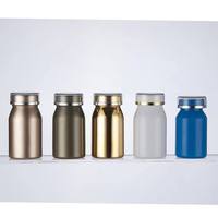 Vente en gros de flacons à pilules en PE dorés de luxe, 100 ml, 125 ml, 150 ml, contenants vides en plastique doré pour capsules et comprimés, logo personnalisé