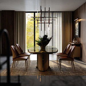 Đá Cẩm Thạch sang trọng bàn ăn biệt thự nhà đầy đủ nhà tùy chỉnh loạt nhà hàng hiện đại dài bàn ăn và Ghế kết hợp - Product Image 5