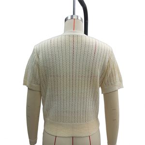 2026 Ladies Cropped <strong>White</strong> <strong>Sweater</strong> Top with Solid Color Short Sleeve Fashionable Knitted Hollow for Summer Outfit Women <strong>Knit</strong> Top - Product Image 3