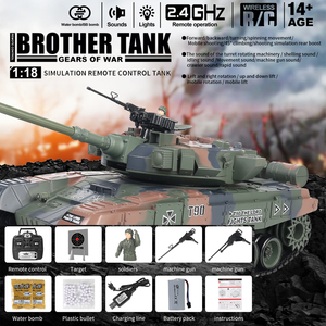 Char d'assaut principal T-90 <span class=keywords><strong>russe</strong></span> RC 1/18 2.4G 20CH avec fonctions de tir, de fumée et de son - Product Image 3
