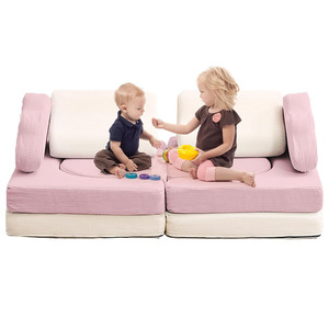 Canapé modulaire pour enfants avec coussins en éponge haute densité pour le jeu et l'assise des enfants, 2 places, construction en tissu - Product Image 2