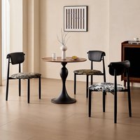 Ensemble de table à manger ronde en bois massif de style rétro français pour les espaces adaptés aux maisons, cafés, salons de thé, hôtels, réunions