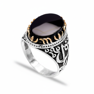 Onyx Stone Oval Shape Vav Desgin <b>Men</b> <b>Ring</b> Jewelry Man Jewellery Wholesale Handcrafted Authentic 925 Sterling <b>Silver</b> <b>Men</b> <b>Ring</b> - Product Image 2