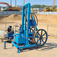 Machine de forage de puits d'eau électrique hydraulique YJC Small Rig entièrement automatique, 50 m de profondeur, 4 kW, facile à utiliser, gros pneus, 220 V 380 V