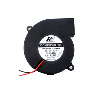 Hangahui kipas motor DC tanpa sikat, kipas motor blower plastik volume udara besar 24v 75x70x20mm 7520