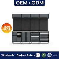 Gabinete de Herramientas para Mecánico, Banco de Trabajo Resistente de Acero, Sistema de Almacenamiento para Garaje con Cajones, Panel Perforado, Gabinetes de Pared y Puertas con Cerradura