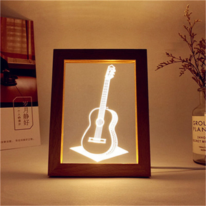 Marco de fotos de madera acrílica 3d para dormitorio, iluminación nocturna, <span class=keywords><strong>luz</strong></span> de <span class=keywords><strong>la</strong></span> noche, regalo personalizado, ilusión USB, bonito patrón de animales - Product Image 3