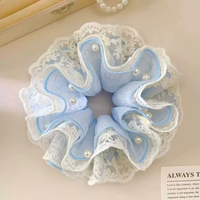 Élastique à cheveux double couche en dentelle et perles, accessoire de luxe pour chignon et queue de cheval basse, vente en gros d'accessoires de mode pour femmes