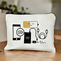 Sac de rangement pour chargeur de voyage en toile, accessoires électroniques, pochette zippée pour prises, câbles et adaptateurs secteur