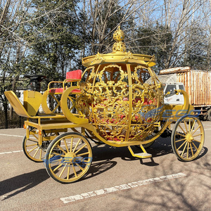 Popular Carroza de Caballos Dorada de Princesa Real con Diseño de Calabaza / Carruaje de Caballos para Boda de Cenicienta / Vagoneta de Caballos Eléctrica para Turismo en Venta - Product Image 4