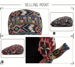 Nouveau design 2025 – Béret à imprimé floral, style vintage jacquard, unisexe, à calotte plate, type Ivy - Product Image 2