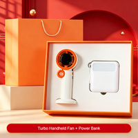 Ventilateur de refroidissement portable Turbo et batterie externe 2-en-1, coffret cadeau, conception rechargeable pour les voyages, les urgences et les cadeaux d'entreprise