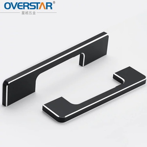 Poignées de meuble bicolores en aluminium, noir mat et argent, rainurées CNC, pour projets en gros, <span class=keywords><strong>fournisseur</strong></span> direct - Product Image 1