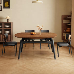 Plateau tournant en <span class=keywords><strong>bois</strong></span> massif Table à manger ronde Table à manger haut <span class=keywords><strong>de</strong></span> gamme en noyer-noir avec plateau tournant - Product Image 5