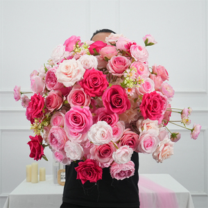 Wholesale Decor Hot Pink <b>Artificial</b> <b>Flower</b> Ball Arrangement Wedding Centerpieces for Wedding Table Party Decorations - Product Image 3