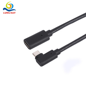 Lung Kay <b>Usb</b> 3.1 Type C Male To Female 90 Degree Angled Extension <b>Cable</b> Black Fast <b>Charging</b> Data <b>Cable</b> - Product Image 1