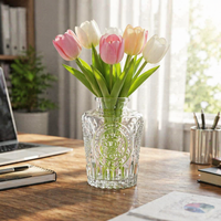 Vase en verre transparent de style baroque ARM LVG, centre de table antique, flacons de parfum en verre, vase à fleurs en cristal transparent gaufré