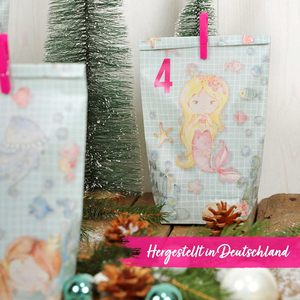 Papierdrachen Calendario <span class=keywords><strong>de</strong></span> Adviento Extravagante con 24 Bolsas <span class=keywords><strong>de</strong></span> Regalo Turquesa Resistentes al Grasa, 24 Pegatinas con Números, Manualidades con Motivo <span class=keywords><strong>de</strong></span> Sirena - Product Image 4