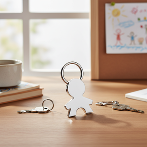Portachiavi in acciaio inossidabile con ciondolo a forma di bambino per bambini e adulti - Product Image 3