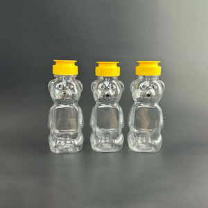 Bouteille de miel en plastique transparente écologique non toxique de 250 ml avec bouchon à clapet en silicone et valve, pot en PET pour sirop de poire et sauces - Product Image 2