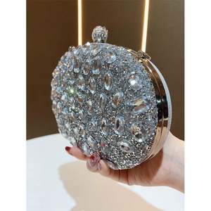 ハート型クラッチラインストーンイブニングバッグ レディース プロム ゴールドクリスタルハンドバッグ - Product Image 2