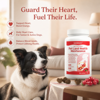 Complément alimentaire pour chiens et chats : Comprimés à croquer naturels à l'extrait d'aubépine et à la levure rouge pour le soutien lipidique sanguin et la santé cardiaque