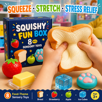 Southpeak Toy Squishy Fun Box Food Edition 8PC Jouets sensoriels à presser Pain Fromage Pomme Patte de chat Glaçon Beurre 21x19cm OEM WS