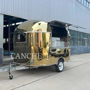 รถขายอาหารเคลื่อนที่ขนาดเล็กแบบรถพ่วง รุ่น Canche 3m สีทอง สแตนเลส สำหรับขายฮอทดอก เหมาะสำหรับใช้งานกลางแจ้ง - Product Image 5