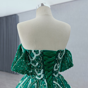 Robes de soirée à manches courtes avec applications en tulle, robe de soirée pour femmes, style arabe Dubaï RSM231001 - Product Image 2