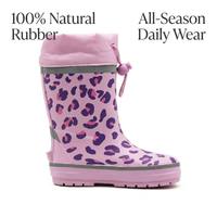 Bottes pour enfants en caoutchouc naturel de qualité supérieure, mi-mollet, hauteur personnalisable, avec cordon de serrage, doublure chaude en peluche, toutes saisons, pour la pluie et le quotidien