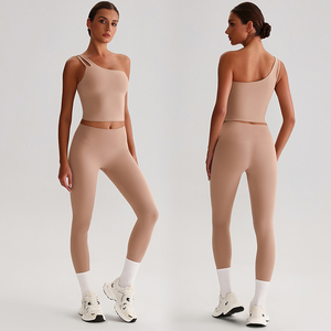<span class=keywords><strong>Abbigliamento</strong></span> Yoga di Alta Qualità per Donne, Top Sportivo Monospalla Riciclato, Leggings e Reggiseno ad Asciugatura Rapida - Product Image 4