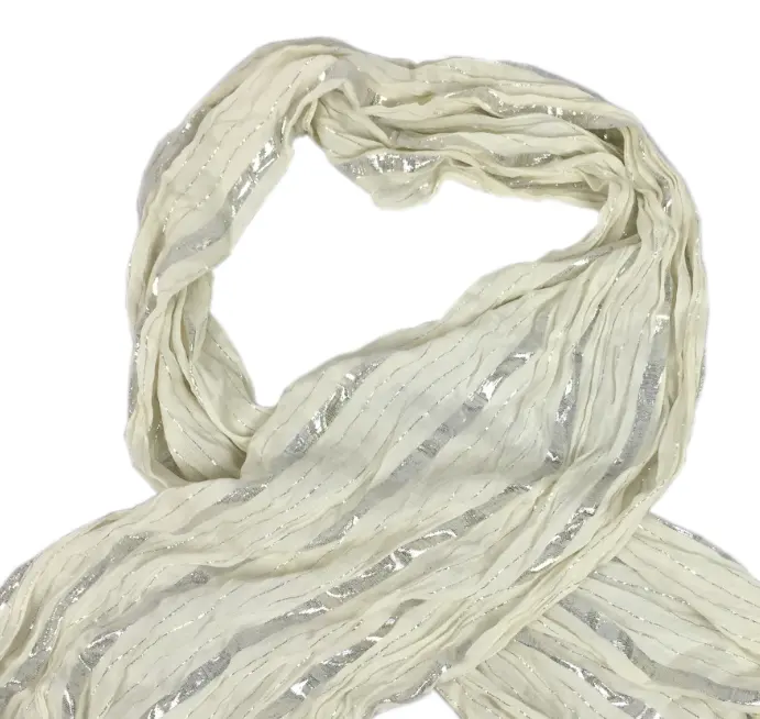 2022 Bright fashion white silk scarf spring metallic pretty scarf