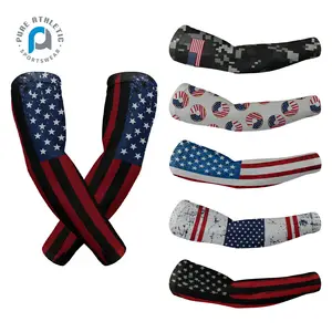 PURE Customize USA Flag Compression Sports Arm Sleeves UV Protection Running Cycling Arms Sleeves Cover Arm Basketball Sleeves