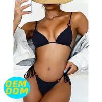 Oem/Odm Meisje Hot Effen Kleur String Micro Bikini Vrouwen Sexy Bikini Set Badpakken Fitness Badmode Bikini & Beachwear